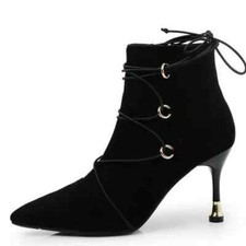 stivali stivaletti stiletto 8 cm nero tronchetto eleganti pelle sintetica 1586