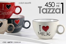 4 TAZZE JUMBO TAZZA LATTE COLAZIONE CAPPUCCINO CAFFè TAZZONE I LOVE 11*h8 cm