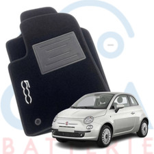 Serie 4 Tappeti  Moquette Neri con  4 pin FIAT 500  dal 2007-2024  C/Ricamo