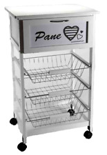 CARRELLO CUCINA CUORE LEGNO 3 CESTE PORTA FRUTTA CASSETTO ANTA PANE 85*47*37 cm