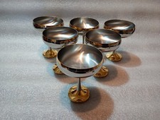 6 Coppette Gelato Inox 18/10 Marca Effepi Vintage 