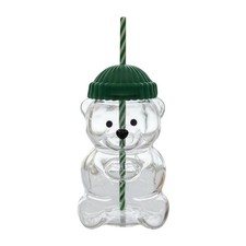 Bicchiere in vetro Bearista Bear Beanie 20 oz tazza caffè freddo paglia verde 2025