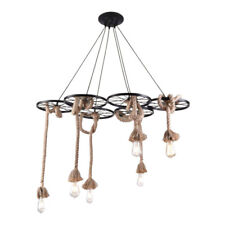 Lampadario con corde in canapa vintage 6 portalampada rustica retrò country E27