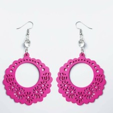 Orecchini earrings in argento 925 con pietra Swarovski e pendente in legno intag