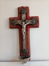 Antico Crocifisso Gesù Cristo In Ferro Argentato Crocefisso