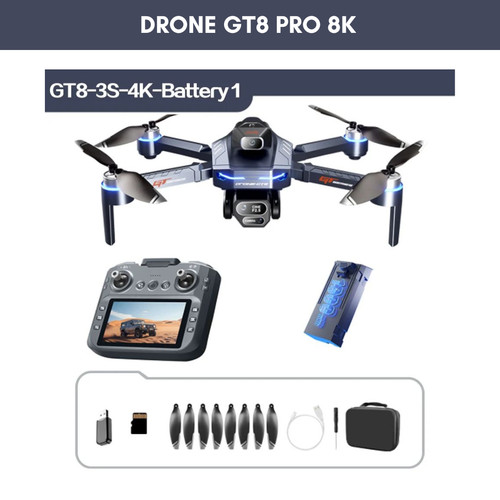 Drone gt8 pro pieghevole hd - gt8, 8k
