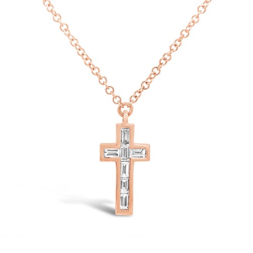 14k oro rosa baguette diamante - rosa,