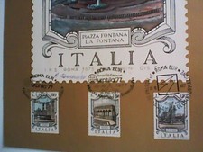 foglio A 4 RAPPRESENTAZIONE FRANCOBOLLO FONTANA ANNULLI TEMATICI URPHILA 1977