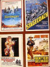 4 Mini locandine GRANDI WESTERN:OMBRE ROSSE,MEZZOGIORNO FUOCO,SENTIERI SELVAGGI