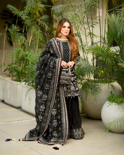 Abito nero pakistano salwar - abito,