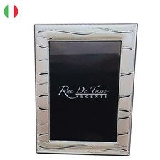 Cornice argento 925 bilaminato, porta foto strisce orizzontali 13x18, 8502