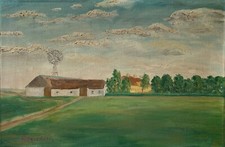 Quadro a Olio Paesaggio Con