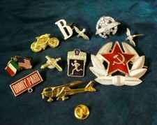 Lotto 12 Vecchie Spille, russia,aereo,bicicletta,nato,militari,etc.