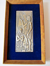 Ottaviani quadro battesimo di Cristo incisione su lastra argento 925 anni '70