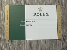 ROLEX Libretto Scheda Garanzia