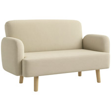 HOMCOM Divano 2 Posti Moderno Effetto Velluto con Imbottitura Spessa Crema