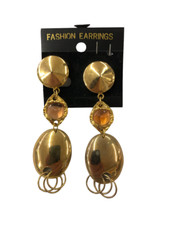 ORECCHINI CLIP PENDENTE ORO CON PIETRA BIGIOTTERIA VINTAGE ANNI 70-90 CM 8