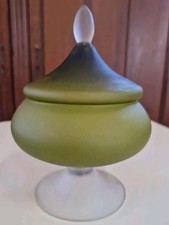 Vaso Contenitore Da Farmacia In Vetro Murano Satinato Con Coperchio