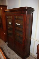 Grande Vetrina Libreria Direttorio in Legno di Mogano E Piuma di Mogano