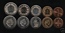 SVIZZERA 1 5 10 20 1/2 FRANCHI 1995-1998 CROCE UNC MONETA MONETA MONETA 10 SET