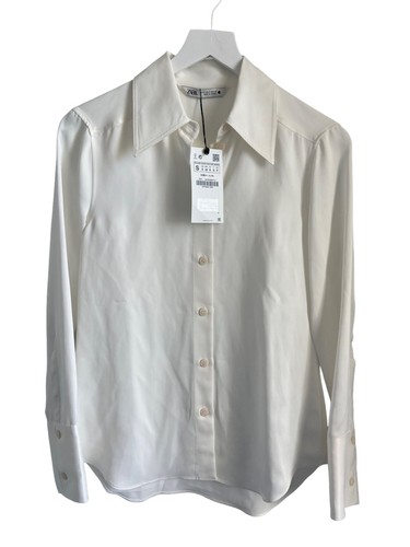 Zara ecru silky button - ecru, button-up