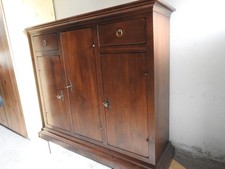 mobile da ingresso "arte povera", massiccio, robusto, color noce, 3 ante, 2 cass