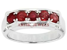 Anello In Argento Sterling 925 Con Gemma Di Rubino Riscaldata Per Uomo #2878