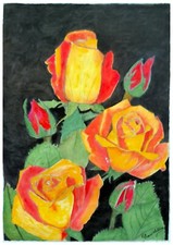 quadri: Rose con boccioli olio