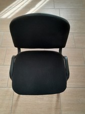 4 Poltrone Sedie per Ufficio Sala Attesa Conferenza Tessuto Nero