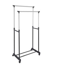 Stand Appendiabiti Allungabile In Acciaio Telescopico Ruote Doppio L80xh95-170cm