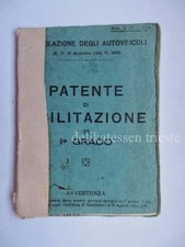 TRIESTE PATENTE guida 1925 driving license auto automobile car