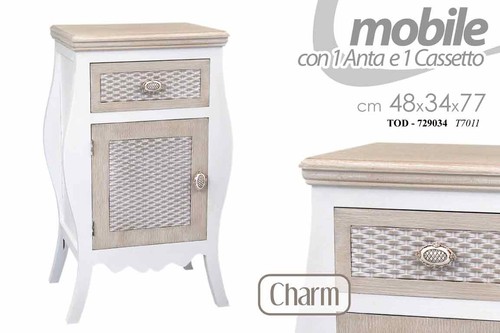Comodino bombato armadietto - comodino,