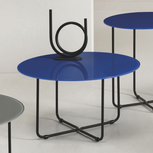 Tavolino tondo con piano - , vetro