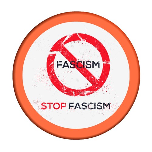Stop fascism button badge - fascism,