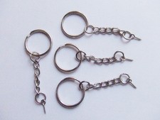 10pz base x portachiavi  kit catenina ganci anello a spirale argento scuro 20mm 