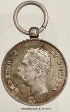 RE UMBERTO I° UNITÀ D'ITALIA 1848 1870 MEDAGLIA MIGNON IN ARGENTO