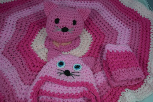 Set uncinetto gatto rosa - set,