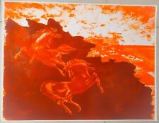 ALIGI SASSU LITOGRAFIA I CAVALLI LASCIANO LUTTO IN MARE 1973 Cavalli innamorati