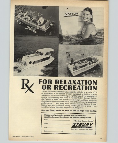 1971 carta pubblicità - 1971, barca