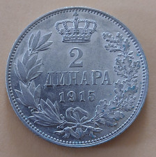 SERBIA 2 DINARA 1915 SILVER COIN MONETA ARGENTO 835 alta conservazione