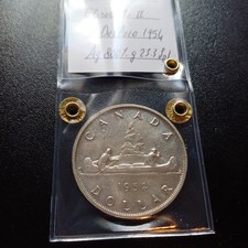 Moneta Canadese Da Collezione Argento 800 G 23.3 Spl 1 Dollaro 1954 Lotto 2022 