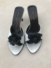 sandalo tacco in pelle made in Italy, chic / elegance bianco/ nero taglia 38