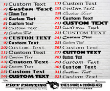 TESTO PERSONALIZZATO Adesivi Decalcomanie Letteratura Nome Personalizzato Auto/Van/Finestra/Negozio 