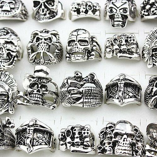 Anello teschio gotico punk - teschio,