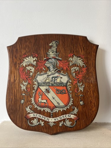 Vintage heraldry wooden shield - vintage,