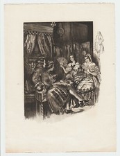 Acquaforte stampa antica vintage art deco erotica Gaston Smit 1920 le fouet