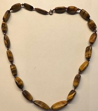 Collana vintage in occhio di tigre naturale – pietre dure ovali