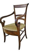 Poltrona impagliata anni 1930 lombarda patina originale, impagliatura fatta 2010