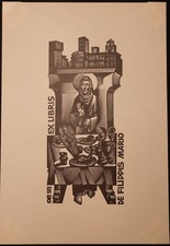 Ex Libris xilografico Kalashnikov b 515  per De Filippis Mario