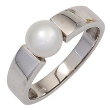 Anello Donna Con Acqua Dolce Perla Bianco 333 Oro Bianco Semplice, Anello Oro